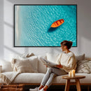 Minimalist Boat Wall Art Canvas Print, Aerial Sea Landscape by MyGreatCanvas | Canvas Wall Art Prints | Photo Prints & Wall Decor