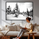 Black and White Snowy Pine Forest Wall Art Canvas Print, by MyGreatCanvas | Canvas Wall Art Prints | Photo Prints & Wall Decor