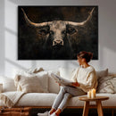Vintage Longhorn Bull Wall Art Canvas Print – Rustic Western by MyGreatCanvas | Canvas Wall Art Prints | Photo Prints & Wall Decor