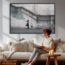 Banksy Girl with Butterflies Street Art Wall Art Canvas by MyGreatCanvas | Canvas Wall Art Prints | Photo Prints & Wall Decor