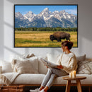 Bison in Mountain Landscape Wall Art Canvas Print – Western by MyGreatCanvas | Canvas Wall Art Prints | Photo Prints & Wall Decor