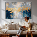 Blue Gold Abstract Large Framed Canvas Wall Art, Modern by MyGreatCanvas | Canvas Wall Art Prints | Photo Prints & Wall Decor