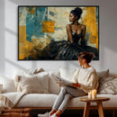 Elegant Woman Canvas Wall Art — Black Gold Gown Fashion by MyGreatCanvas | Canvas Wall Art Prints | Photo Prints & Wall Decor