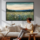 Wildflower Meadow Oil Painting Canvas — Daisy Lavender