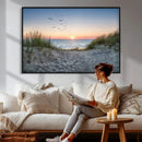 Sandy Dune Path Sunset Canvas Wall Art — Seagulls Beach by MyGreatCanvas | Canvas Wall Art Prints | Photo Prints & Wall Decor