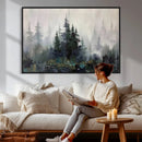 Misty Pine Forest Oil Painting Canvas — Dark Moody Teal Grey by MyGreatCanvas | Canvas Wall Art Prints | Photo Prints & Wall Decor