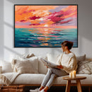 Bold Palette Knife Ocean Sunset Canvas — Orange Pink Teal by MyGreatCanvas | Canvas Wall Art Prints | Photo Prints & Wall Decor