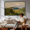 Konrad Petrides Sexten Village Canvas Print, Alpine Mountain Valley Painting, Dolomites Landscape Art by MyGreatCanvas | Canvas Wall Art Prints | Photo Prints & Wall Decor