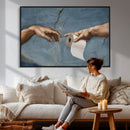 Funny Bathroom Canvas Wall Art, Michelangelo Creation of by MyGreatCanvas | Canvas Wall Art Prints | Photo Prints & Wall Decor