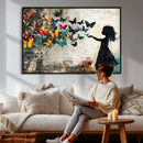 Banksy Butterfly Girl Wall Art Canvas Print, Framed Street by MyGreatCanvas | Canvas Wall Art Prints | Photo Prints & Wall Decor