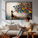 Banksy Graffiti Butterfly Girl Wall Art Canvas Print, Framed by MyGreatCanvas | Canvas Wall Art Prints | Photo Prints & Wall Decor