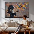 Urban Banksy Butterfly Girl Wall Art Canvas Print, Framed by MyGreatCanvas | Canvas Wall Art Prints | Photo Prints & Wall Decor