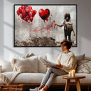 Girl Graffiti Wall Art Canvas Print, Red Balloon Heart by MyGreatCanvas | Canvas Wall Art Prints | Photo Prints & Wall Decor
