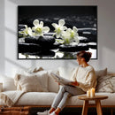 Plumeria Frangipani Black Stone Canvas | White Flower Spa by MyGreatCanvas | Canvas Wall Art Prints | Photo Prints & Wall Decor