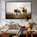Texas Longhorn Canvas Wall Art Western Bull Desert Moody by MyGreatCanvas | Canvas Wall Art Prints | Photo Prints & Wall Decor
