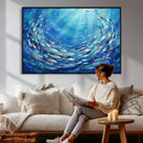 School of Fish Canvas Print | Blue Ocean Underwater Wall Art by MyGreatCanvas | Canvas Wall Art Prints | Photo Prints & Wall Decor