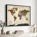 Custom Push Pin World Map Wall Art Canvas Print –