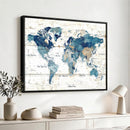 Watercolor World Map Canvas Wall Art Print – Abstract