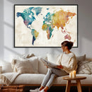 Watercolor World Map Canvas Wall Art Print – Abstract by MyGreatCanvas | Canvas Wall Art Prints | Photo Prints & Wall Decor
