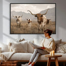 Rustic Texas Longhorn Cow Canvas Wall Art Print, Rustic Farm Animal Photography Print, Farmhouse Country Decor, Western Ranch Art by MyGreatCanvas | Canvas Wall Art Prints | Photo Prints & Wall Decor
