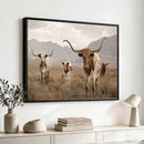 Rustic Texas Longhorn Cow Canvas Wall Art Print, Rustic Farm Animal Photography Print, Farmhouse Country Decor, Western Ranch Art