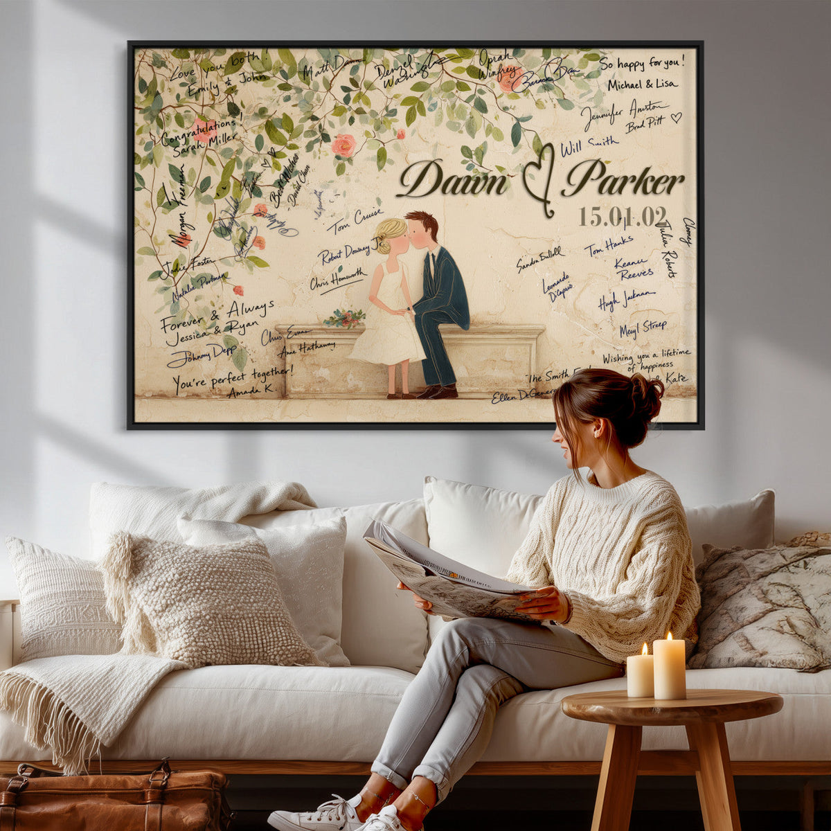 Wedding Guest Book Alternative Wall Art Canvas Print, Personalized, photo 7 of 25