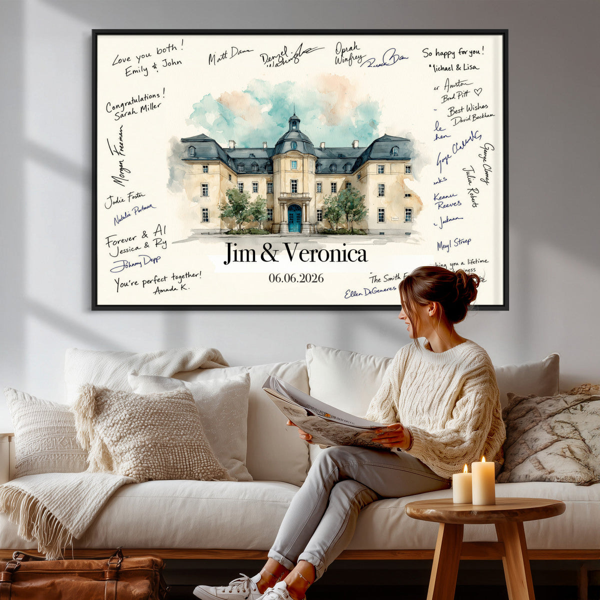 Wedding Guest Book Alternative Wall Art Canvas Print, Personalized, photo 14 of 25