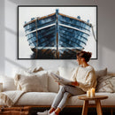 Blue Wooden Rowboat Canvas Wall Art, Coastal Nautical Boat Painting Print for Lake Beach House Decor, Minimalist Maritime Decor Artwork by MyGreatCanvas | Canvas Wall Art Prints | Photo Prints & Wall Decor