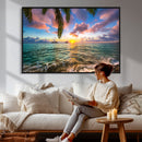 Hawaii Beach Sunset Canvas Wall Art Print, Tropical Ocean Landscape Artwork, Palm Tree Coastal Decor for Living Room Bedroom by MyGreatCanvas | Canvas Wall Art Prints | Photo Prints & Wall Decor