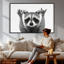 Funny Raccoon Canvas Wall Art, Black White Hands Up Animal Photo Print, Humorous Wildlife Decor, Kids Room Nursery Art, Quirky Animal Gift by MyGreatCanvas | Canvas Wall Art Prints | Photo Prints & Wall Decor