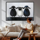 Funny Sheep Canvas Wall Art, Three Quirky Sheep Painting Print, Cute Animal Nursery Decor, Black White Navy Farmhouse Art, Kids Room Gift by MyGreatCanvas | Canvas Wall Art Prints | Photo Prints & Wall Decor