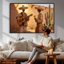 Mexican Couple Canvas Wall Art, Romantic Serenade Guitar Painting Print, Southwestern Desert Adobe Decor, Warm Golden Folk Art, Living Room Art by MyGreatCanvas | Canvas Wall Art Prints | Photo Prints & Wall Decor