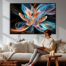Fractal Lotus Canvas Wall Art, Blue Orange Glowing Flower Abstract Print, Modern Zen Meditation Room Decor, Ethereal Digital Art, Living Room by MyGreatCanvas | Canvas Wall Art Prints | Photo Prints & Wall Decor