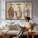 Mexican Folk Art Canvas Wall Art, Charro Poncho Sombrero Painting Print, Neutral Beige Boho Decor, Southwestern Impasto Style, Living Room Art by MyGreatCanvas | Canvas Wall Art Prints | Photo Prints & Wall Decor