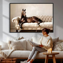 Funny Horse on Sofa Canvas Wall Art, Quirky Horse Lounging Photo Print, Whimsical Animal Decor, Living Room Conversation Art, Horse Lover Gift by MyGreatCanvas | Canvas Wall Art Prints | Photo Prints & Wall Decor
