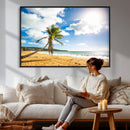 Tropical Beach Canvas Wall Art, Palm Tree Ocean Photo Print, Coastal Living Room Decor, Turquoise Sea Beach House Art, Summer Wall Art by MyGreatCanvas | Canvas Wall Art Prints | Photo Prints & Wall Decor