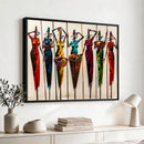 African Folk Art Canvas Wall Art, Colorful African Women Village Painting Print, Tribal Ethnic Home Decor, Vibrant African Art, Living Room