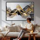Black and Gold Abstract Wall Art, Modern Wave Canvas Print, Elegant Flowing Smoke Art, Luxury Living Room Decor by MyGreatCanvas | Canvas Wall Art Prints | Photo Prints & Wall Decor