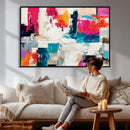 Blue Teal Abstract Canvas Wall Art, Modern Textured Painting Print, Navy Orange White Contemporary Art, Neutral Living Room Decor, Office Art by MyGreatCanvas | Canvas Wall Art Prints | Photo Prints & Wall Decor