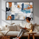 Blue Teal Abstract Canvas Wall Art, Modern Textured Painting Print, Navy Orange White Contemporary Art, Neutral Living Room Decor, Office Art by MyGreatCanvas | Canvas Wall Art Prints | Photo Prints & Wall Decor