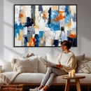 Blue Teal Abstract Canvas Wall Art, Modern Textured Painting Print, Navy Orange White Contemporary Art, Neutral Living Room Decor, Office Art by MyGreatCanvas | Canvas Wall Art Prints | Photo Prints & Wall Decor