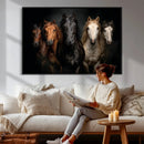 Horse Wall Art Canvas Print, Wild Horses Portrait Photography, Dramatic Equestrian Decor, Black Brown White Horse Herd, Rustic Ranch Art by MyGreatCanvas | Canvas Wall Art Prints | Photo Prints & Wall Decor