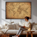 Personalized Push Pin World Map, Vintage Travel Map Canvas, Custom Names Anniversary Gift, Places Visited Pin Board, Couples Adventure Art by MyGreatCanvas | Canvas Wall Art Prints | Photo Prints & Wall Decor