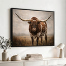 Texas Longhorn Wall Art Canvas Print – Brown Horned Bull