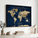 Custom Push Pin World Map Wall Art Canvas Print –