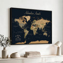 Custom Push Pin World Map Wall Canvas Print – Personalized