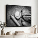 Vintage Baseball Glove and Bat Sports Wall Art Canvas,