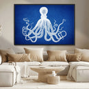 Large 3-Panel Blue Octopus Canvas Wall Art | Coastal Marine by MyGreatCanvas | Canvas Wall Art Prints | Photo Prints & Wall Decor