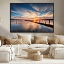 Wooden Pier on Seascape and Sunset Wall Art Canvas Print by MyGreatCanvas | Canvas Wall Art Prints | Photo Prints & Wall Decor