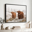 Longhorn Cattle Wall Art Canvas Print, Framed Farmhouse